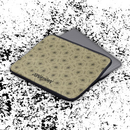 Monogram Namn Black och Beige mönster | Laptop Fodral
