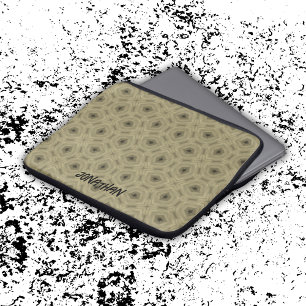 Monogram Namn Black och Beige mönster   Laptop Fodral