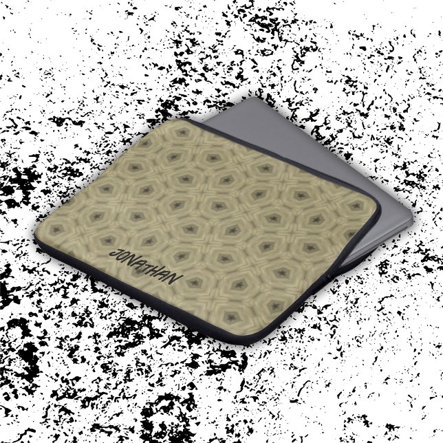 Monogram Namn Black och Beige mönster | Laptop Fodral (Skapare uppladdad)