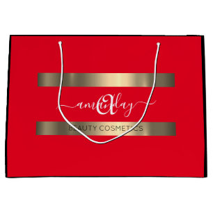 Monogram Namn Black Red Shop Guld Elegant