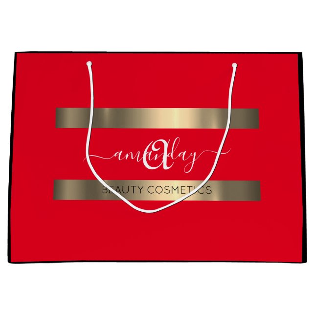 Monogram Namn Black Red Shop Guld Elegant (Framsidan)