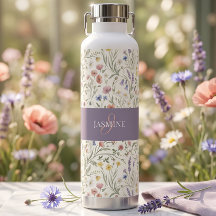 Monogram Namn Blommig Vildblomma Boho Lavendel Chi