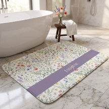 Monogram Namn Blommig Vildblomma Boho Lavendel Chi