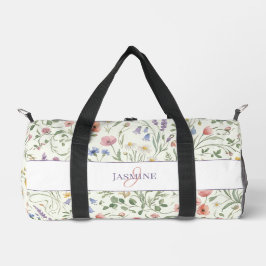 Monogram Namn Blommig Vildblommamönster Gym Yoga