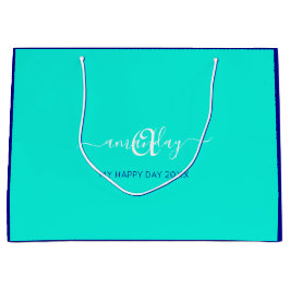 Monogram Namn Blue Aqua Möhippa Sweet 16:e Bröllop