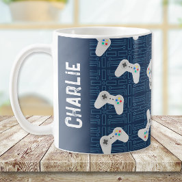 Monogram Namn Blue för videospelsstyrenhet Kaffemugg