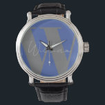 Monogram namn blue grått snyggt modern presentdesi armbandsur<br><div class="desc">Monogram namn blue grått snyggt modern presentdesign som är minimal för pappa broder eller pojkvän som tittar på manar Easy to be personlig. namn personlighet Font make,  stil och storlekare kan ändras. Matchande objekt är tillgängliga.</div>