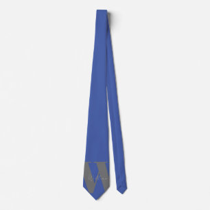Monogram namn blue grått snyggt modern slips