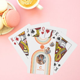 Monogram Namn Boho Arch Multi Photo Trendig Girl G Casinokort