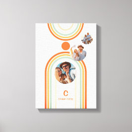 Monogram Namn Boho Arch Multi Photo Trendig Girly Canvastryck