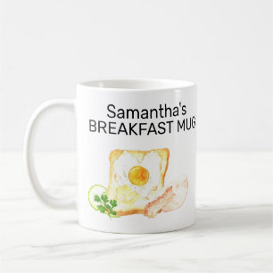 Monogram Namn Breakfast Toast Egg Bacon Kaffemugg