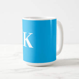 Monogram Namn Bröllopspresent Festgåva Blå Vit Kaffemugg