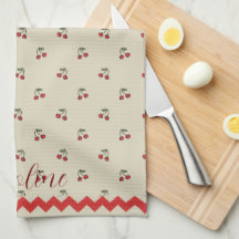 Monogram Namn Cherries Hand Towel