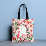 Monogram Namn Cherry Blommar Watercolor Blommigt Tygkasse<br><div class="desc">Den här moderna designen har ett blommönster för söt rosa Cherry Blommar. Anpassa med ditt monogram och namn genom att redigera texten i textrutan som ger #personlig #personalizedgifts #monogram #monogrammed #initial #namn #gifts #kundgifts #tote #totebag #tropiskt #blommigt #accessoarer #giftsforGires</div>