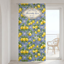 Monogram Namn Citron Blå Fransk Landstil Kakel