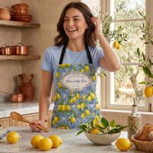Monogram Namn Citron Blå Fransk Landstil Kakel
