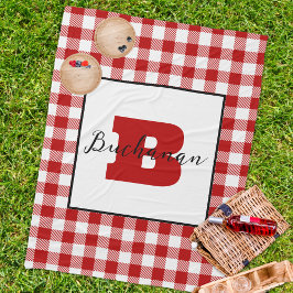Monogram Namn Classic Red Picnic Fleecefilt