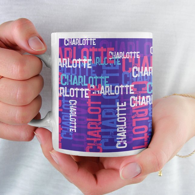 Monogram Namn Cloud Coola Typography Kaffemugg (Skapare uppladdad)