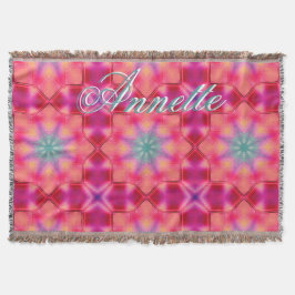 Monogram Namn Colorful Blue Star Mönster | Filt