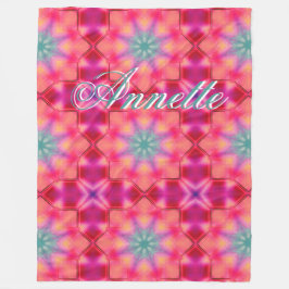 Monogram Namn Colorful Blue Star Mönster | Fleecefilt