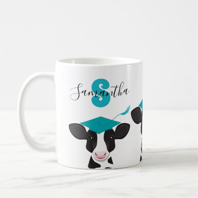 Monogram Namn Cow Studenten Kaffemugg (Vänster)