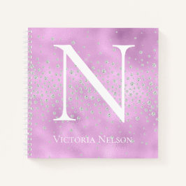 Monogram Namn Customized Lila Crystals Shiny