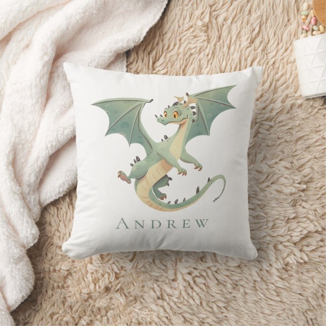 Monogram Namn Dragon Boys Bedroom Nursery Kudde (Filt)