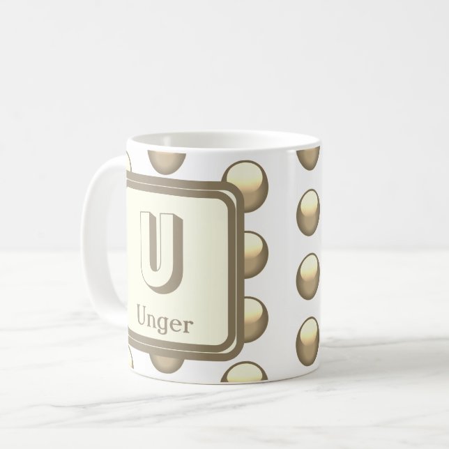 Monogram Namn Elegant Guld Prickig Initialbokstav Kaffemugg (Framsida vänster)