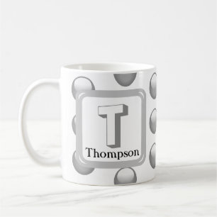 Monogram Namn Elegant Silver Geometric Initial Kaffemugg