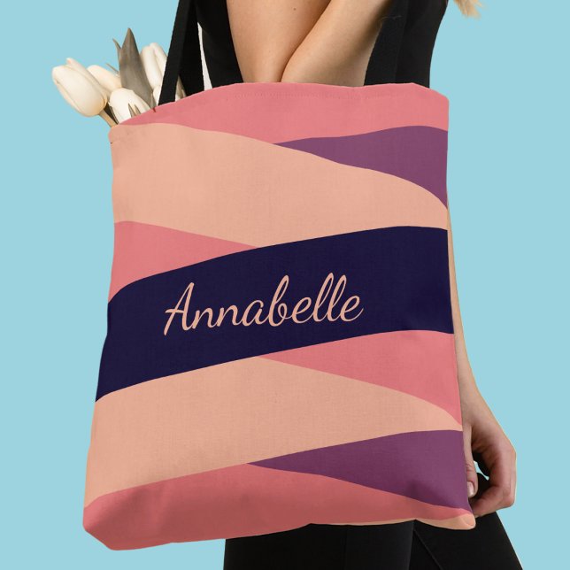 Monogram Namn eller Initialer Rosa Lila Rand Tygkasse (Skapare uppladdad)