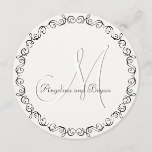 Monogram Namn - enkel bröllopsinbjudan Inbjudningar