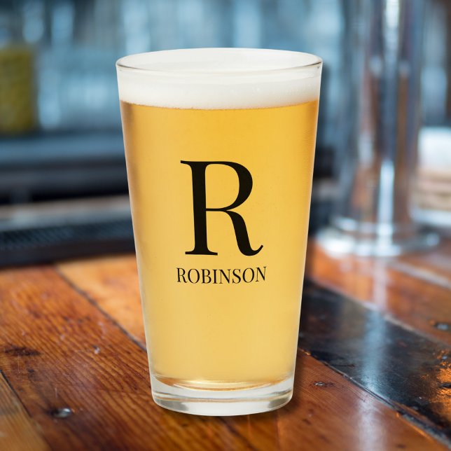 Monogram Namn enkelt minimalistiskt moderöl Glaskopp (Skapare uppladdad)