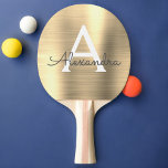 Monogram Namn för metallisk eldningsolja från Luxu Pingisracket<br><div class="desc">Luxury Guld Faux Metallic Foil Elegant Monogram Ping Pong Paddle. Den här engrammade Ping Paddle kan anpassas så att den omfattar ditt första och första namn och gör en underbar gigantisk födelsedag eller bröllop-bachelorette-partigåva.</div>