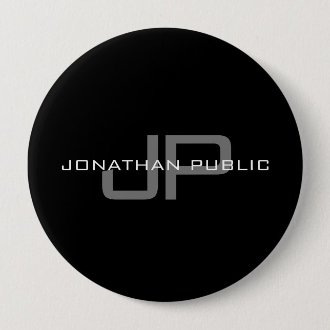 Monogram Namn, första Brev Black Template Huge Knapp (Framsida)