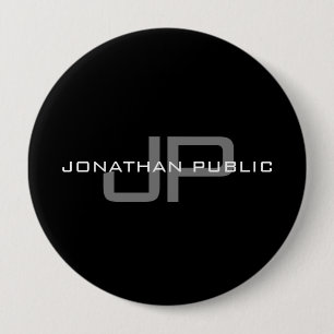 Monogram Namn, första Brev Black Template Huge Knapp