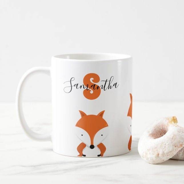 Monogram Namn Fox Kaffemugg (Med munk)