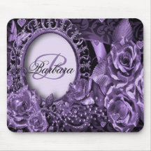 Monogram Namn Gift Lila Blommigt Elegant Modern