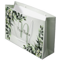 Monogram Namn Greenery Blommigt Eucalyptus Löv