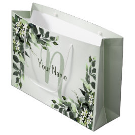 Monogram Namn Greenery Blommigt Eucalyptus Löv
