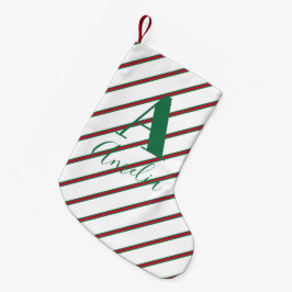 Monogram Namn Grönt och Röd Liten Julstrumpa