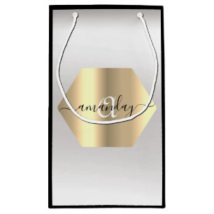 Monogram Namn Guld Black Grått Mode Boutique