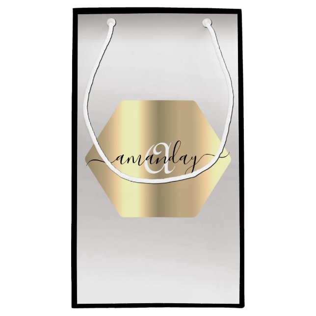 Monogram Namn Guld Black Grått Mode Boutique (Baksidan)