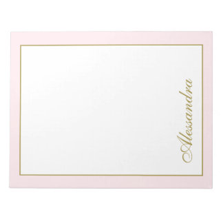 Monogram Namn Guld Kalligrafi Pastell Rosa Stilig Anteckningsblock