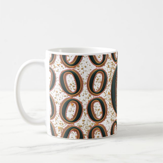 Monogram Namn Gult Grönt Red Spoted Whimsical Kaffemugg (Vänster)