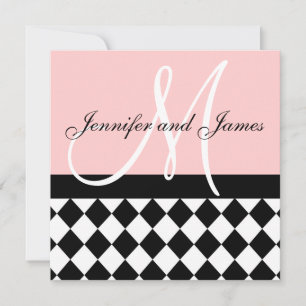 Monogram Namn Harlequin från Rosa bröllopsinbjudan Inbjudningar
