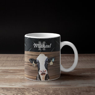 Monogram Namn Holstein Cow Dairy Farm Livestock Kaffemugg