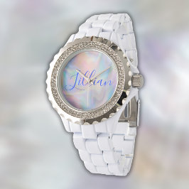 Monogram Namn i blått Mor på pärlen | Armbandsur