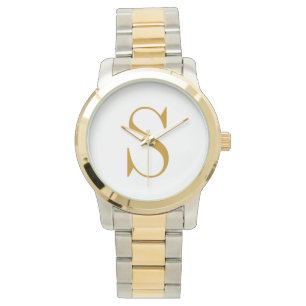 Monogram Namn Initial Modern Personlig Guld  Armbandsur