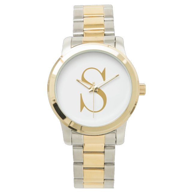 Monogram Namn Initial Modern Personlig Guld  Armbandsur (Framsida)