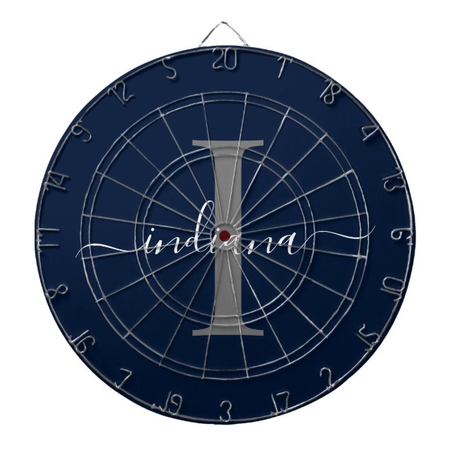 Monogram Namn Initial Skrift Navyblå Darttavla (Framsidan)